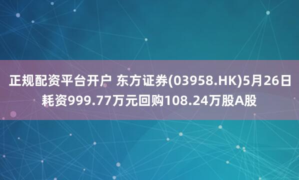 正规配资平台开户 东方证券(03958.HK)5月26日耗资999.77万元回购108.24万股A股
